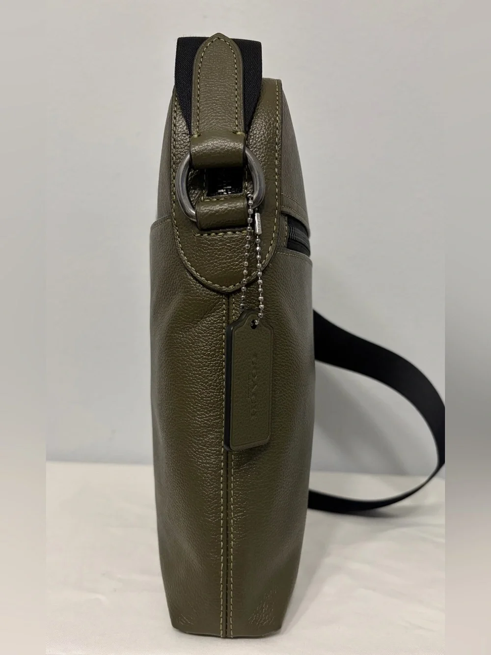 Coach Houston Olive Green Flight Bag (#CP756) Pebbled Leather Small Crossbody